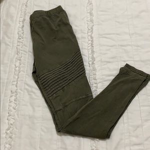 Olive green moto leggings